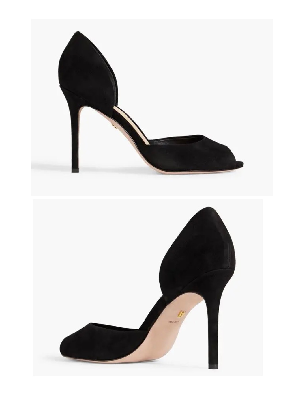 $395 Veronica Beard Gadot Black Suede Peep-Toe Stiletto Heels Pumps Size 7.5